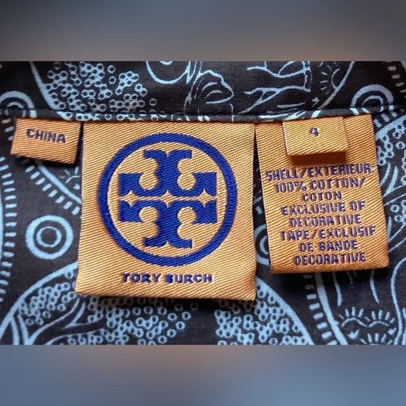 Tory Burch Brown White Elephant Print Tunic Dress Size 4 | Boho Resort Chic - Picture 7 of 7